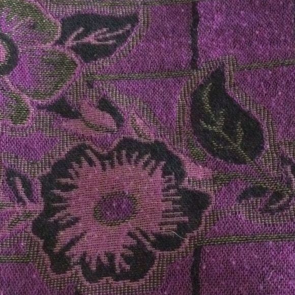 Purple Floral Fringed Pashmina Scarf Wrap - Picture 7 of 8